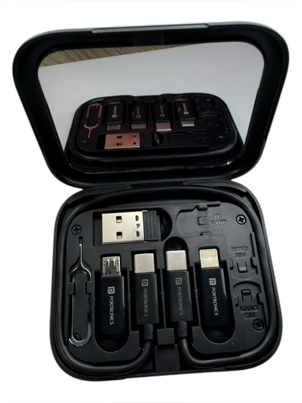 Travel Cable Kit USB-C Micro Lightning TF SIM Card Case